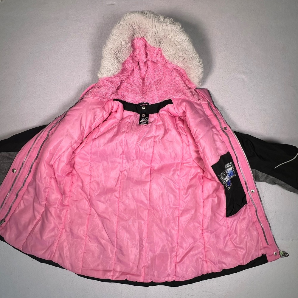 ZeroXposur Hooded Winter Jacket Girls 10/12 Black Pink Excellent